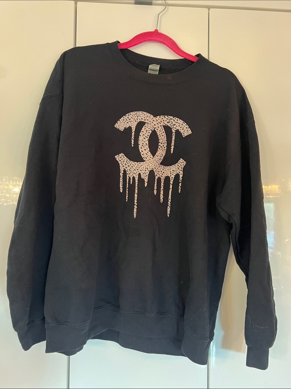 Gildan Black Crewneck Sweater with faux Drip Logo